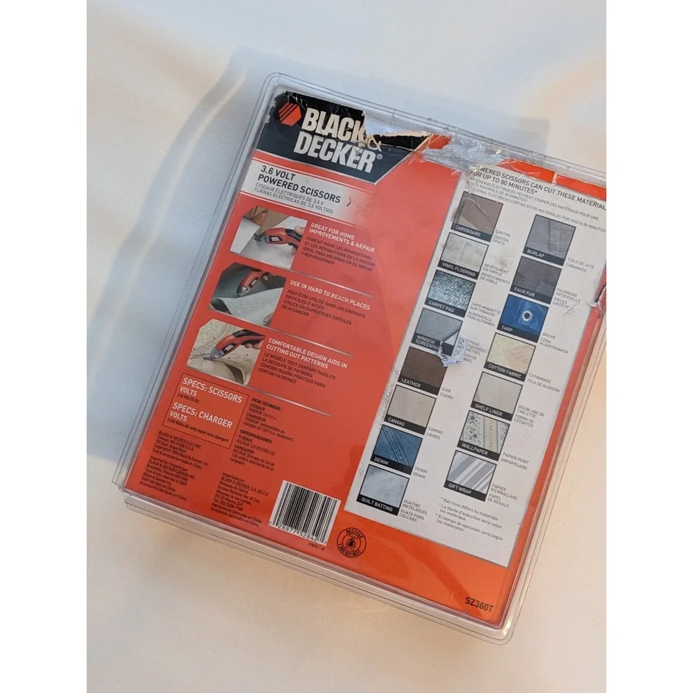 Black & Decker Cordless Powered Scissors 3.6 Volt Rechargeable SZ360T NEW